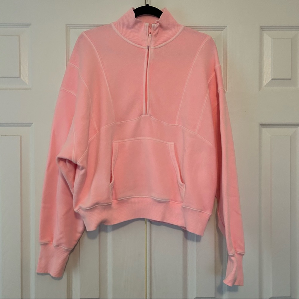 Fluorescent Bright Pink Quarter-Zip Sweatshirt